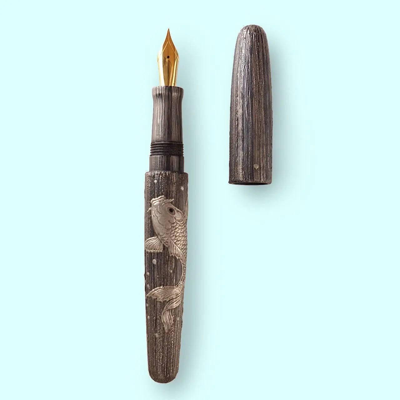 seY   蒔絵  makie fountain pen  /Koi Climbing Waterfalls  (M15)