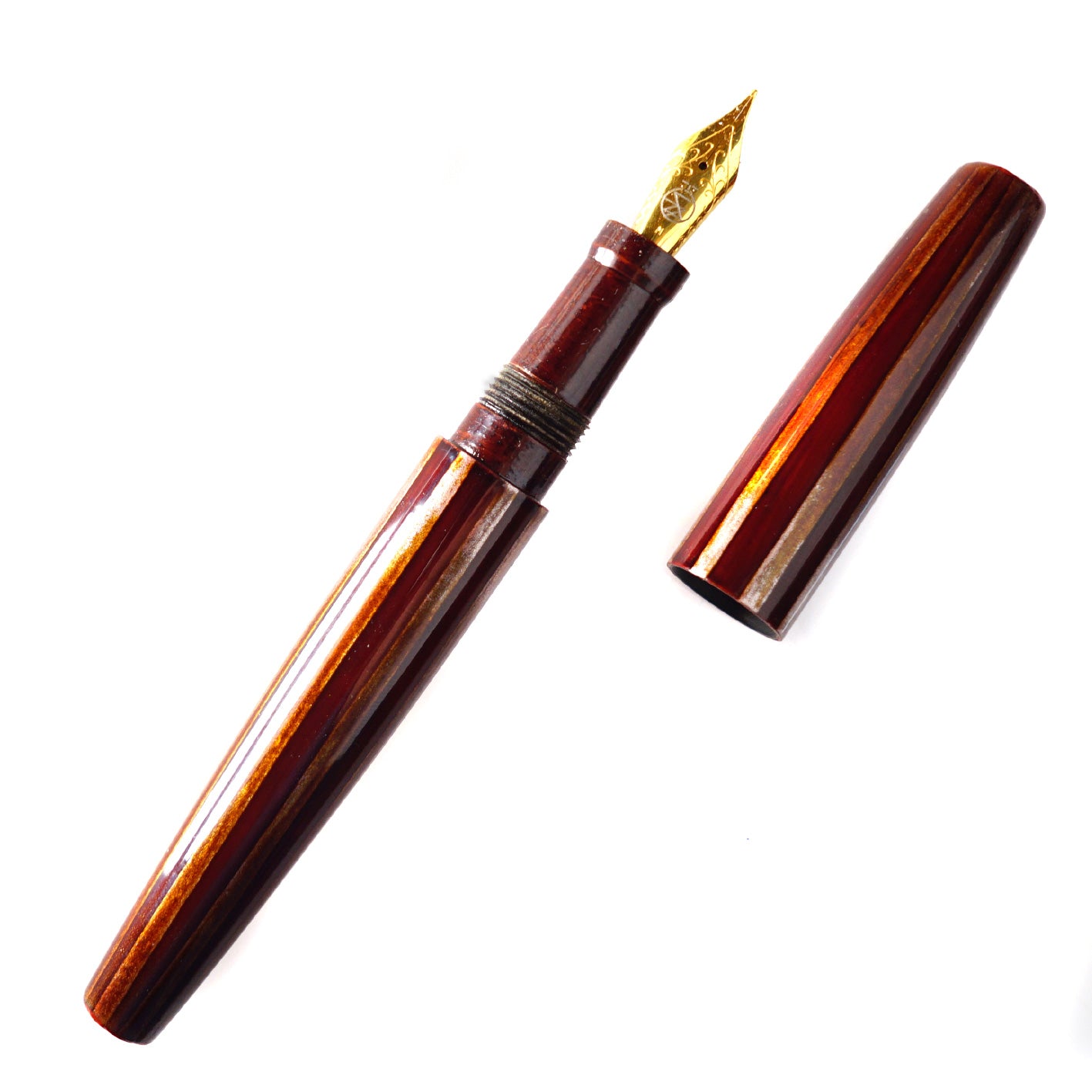 seY   溜塗  錫縞  tamenuri stripe fountain pen  万年筆 (CS005)