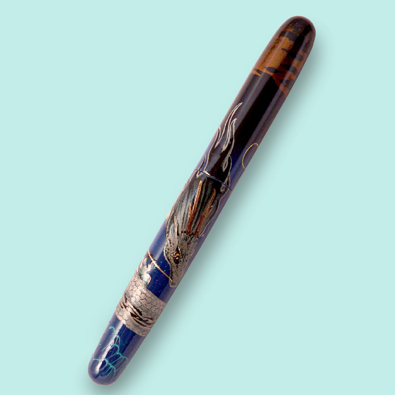 seY   蒔絵  makie fountain pen  /The Blue Dragon with Golden Eyes（M22）