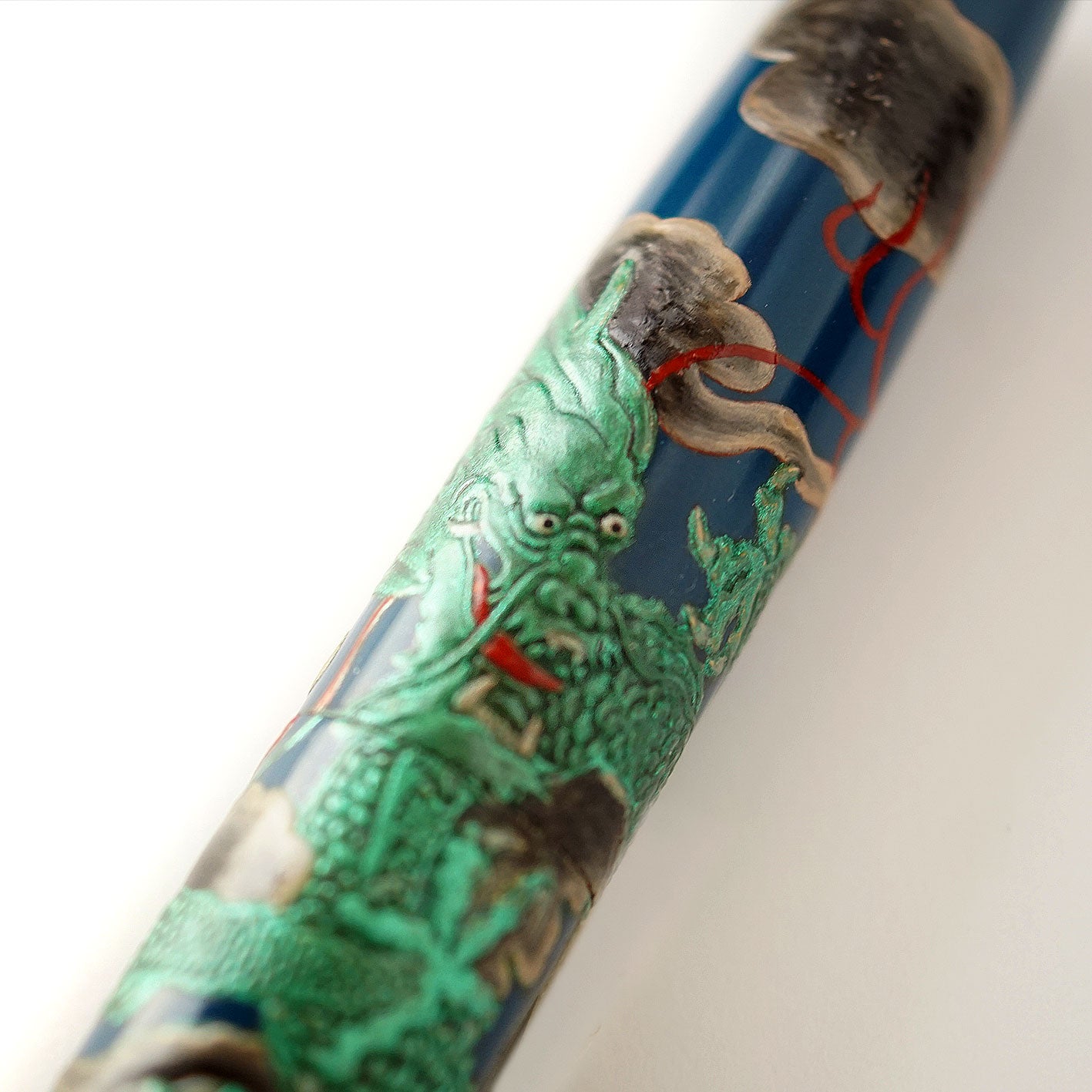 seY   蒔絵  makie fountain pen  /green dragon  万年筆　（M14）