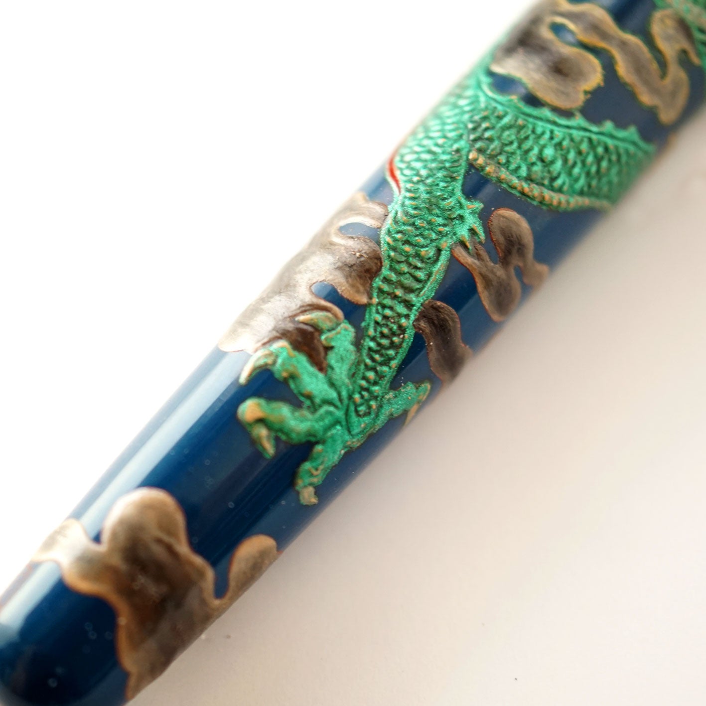 seY   蒔絵  makie fountain pen  /green dragon  万年筆　（M14）